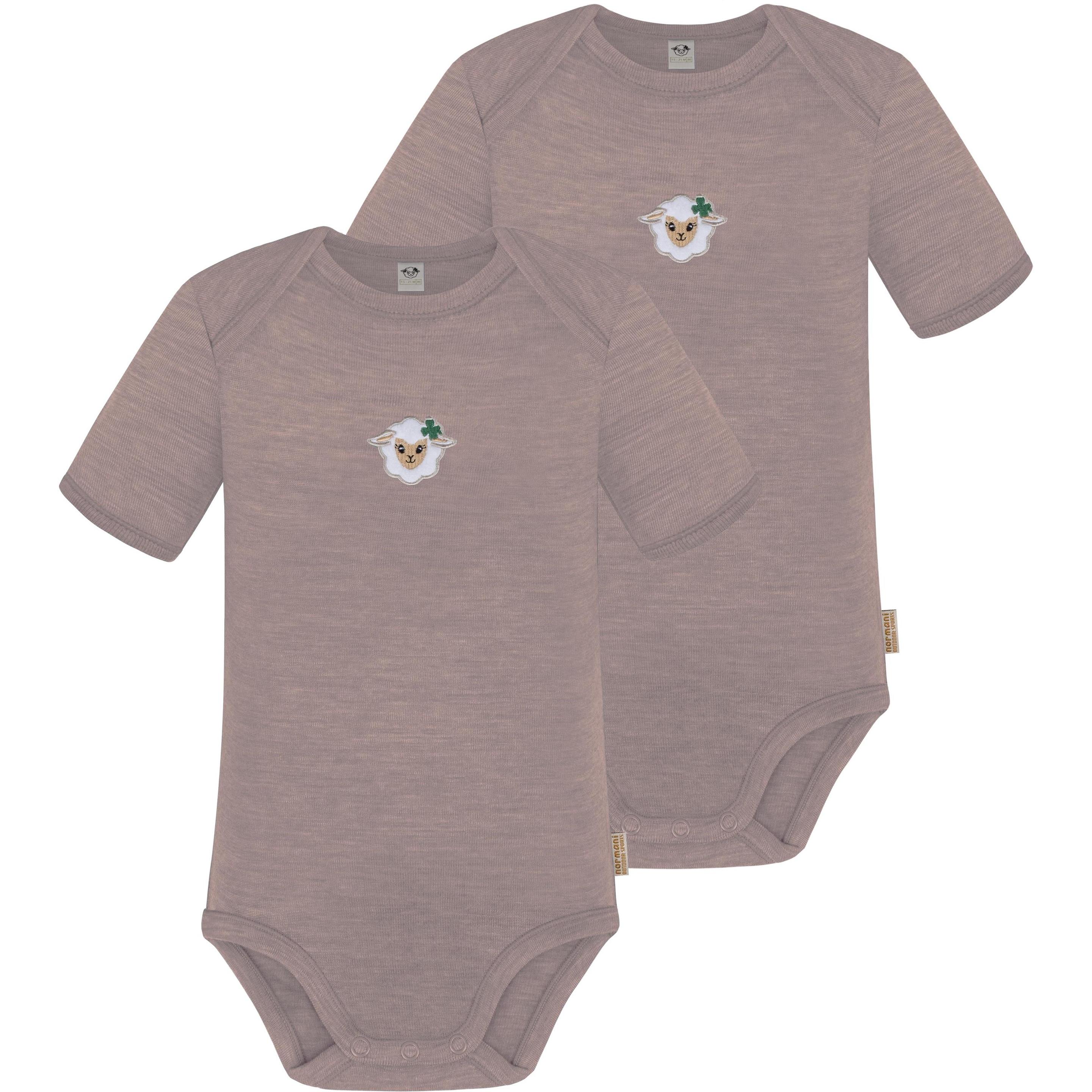 Normani, Herren, Body, 2er Set Baby Merino Body Kurzarm „Tauranga" - 9285, Rosa, (98)
