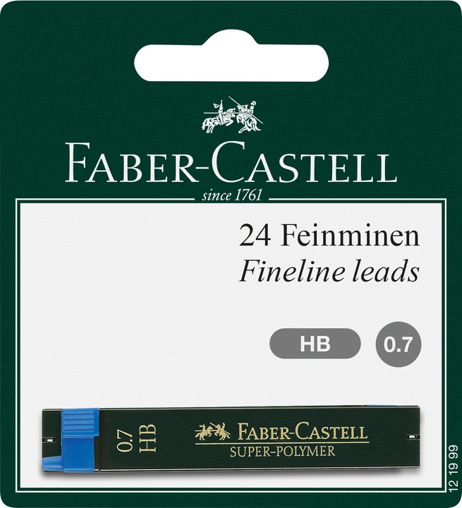 Faber-Castell Schreibmine Feinmine Super Polymer 0.7 mm, HB, Schwarz (Gelmine, Schwarz, 0.70 mm)