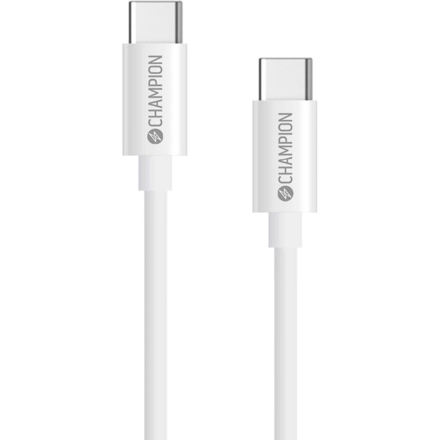 Champion USB-C-Kabel 60 W, 2 m, Weiss (2 m), USB Kabel