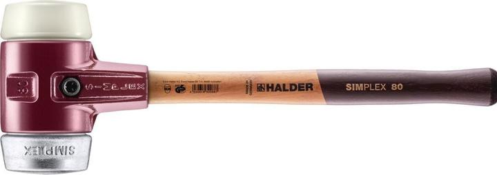 Produktbild Halder SIMPLEX-Schonhammer, Nylon / Weichmetall mit Tempergussgehäuse und hochwertigem Holzstiel | D=80...