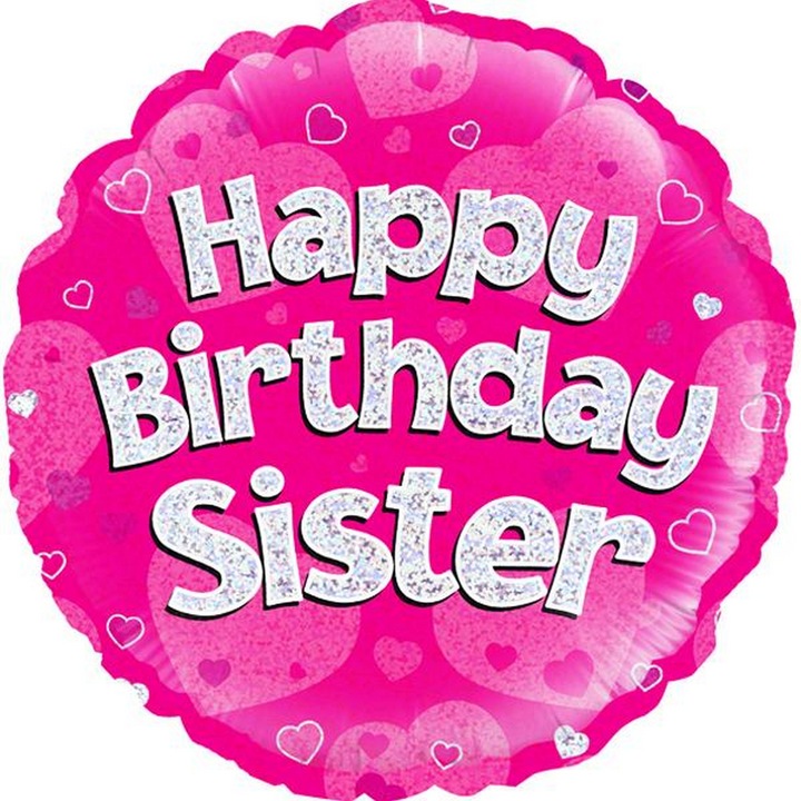 Actual product image Oaktree 18 Inch Circle Happy Birthday Sister Foil Balloon