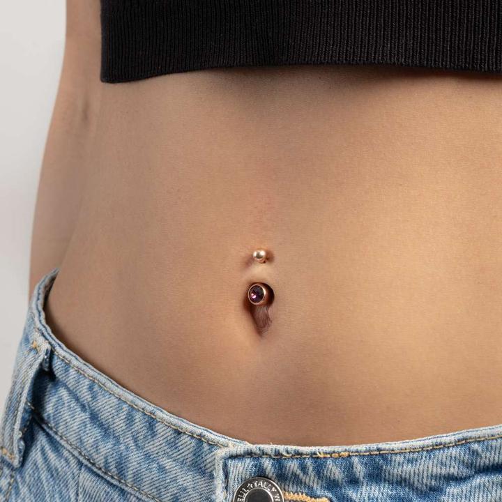 Produktbild Bijouteria Bauchpiercing (Chirurgenstahl 316L, PVD Beschichtung (goldfarbig), Premium Kristall)