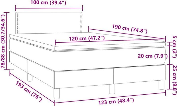 Immagine prodotto vidaXL Boxspringbett (120 x 190 cm)