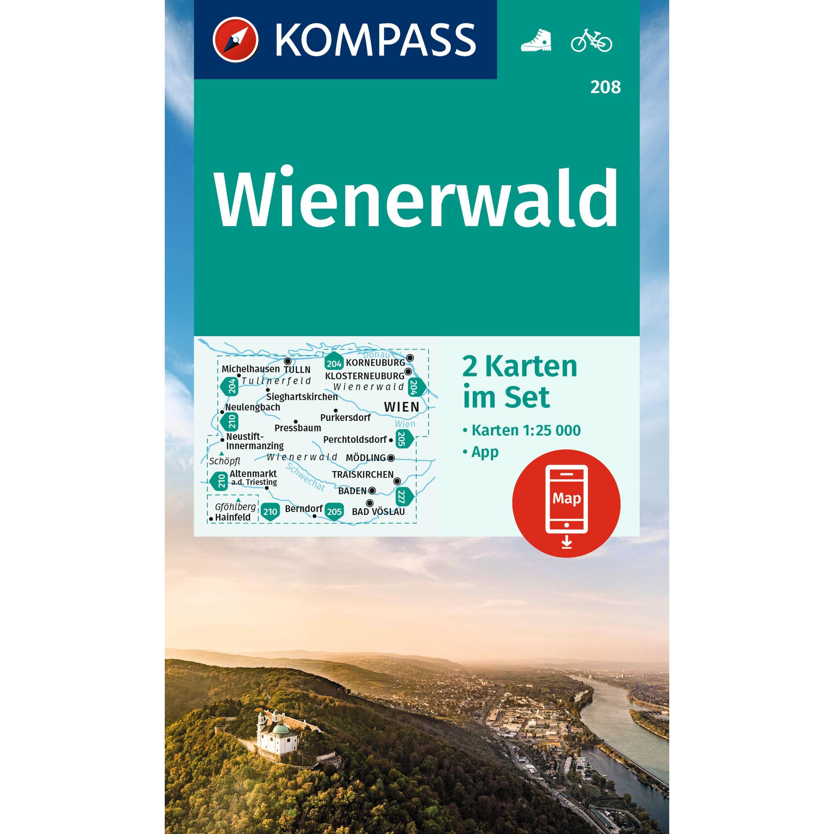 KOMPASS Wanderkarten-Set 208 Wienerwald, Landkarte