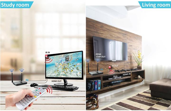 Actual product image SpeaKa Professional SP-HWE-800 HDMI Wireless Transmission (Set) 150m 5180MHz, 5240MHz 1920 x 1080 Pixel S (150 m, Audio return channel)