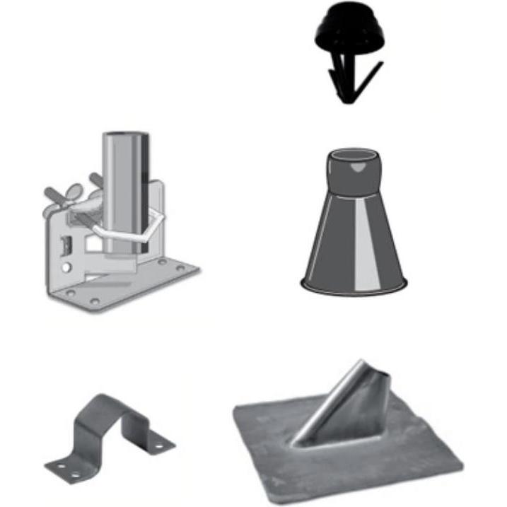 Televes MAZ48 - Set per montaggio su palo con piastrella in piombo, per palo di diametro 48 mm, Accessori per TV