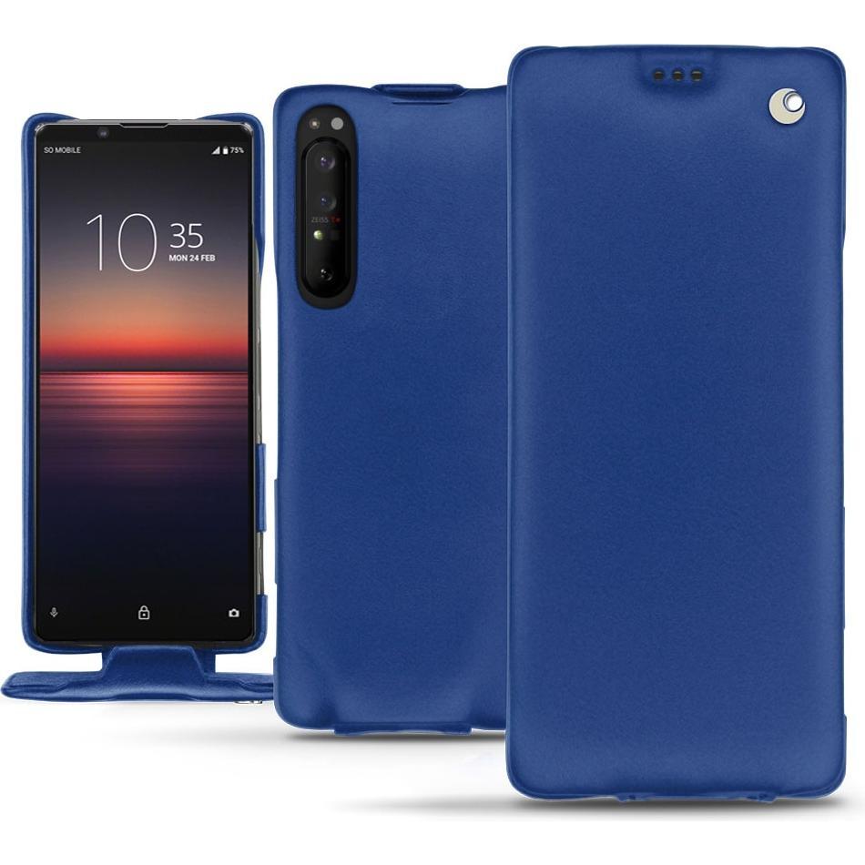 Noreve Lederschutzhülle vertikal (Sony Xperia 1 II), Smartphone Hülle, Blau