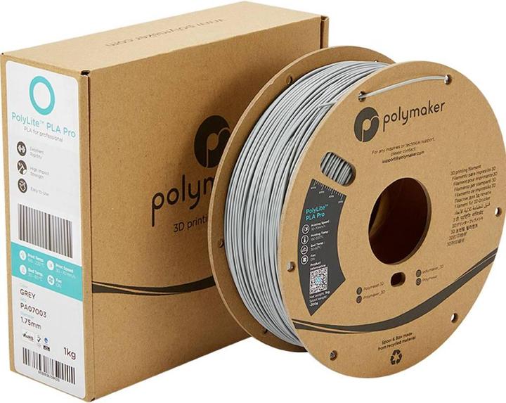 Productafbeelding Polymaker PolyLite PLA PRO Grijs 1,75mm 1kg (PLA-R, 1.75 mm, 1000 g, Grijs)