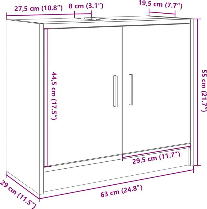 Actual product image vidaXL Waschbeckenunterschrank (63 x 29 x 55 cm)