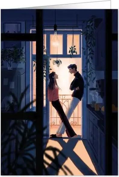 Actual product image Quire Card without text Man and woman at the window