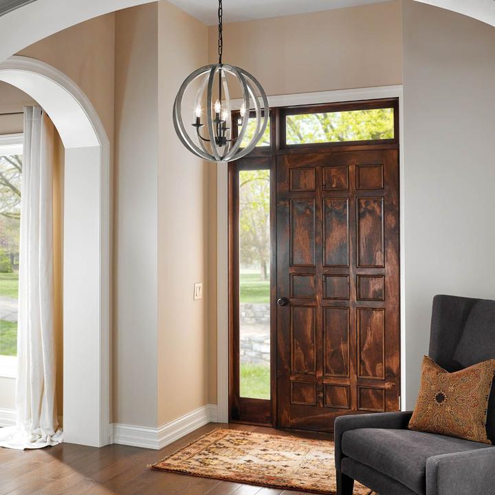 Actual product image Elstead Lighting Allier pendant light E14 4-fold weather oak wood, antique wrought iron (E14)