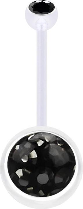 Immagine prodotto Star Piercing Banana trasparente con cristallo a sfera nero e strato protettivo epossidico di cristallo a sfera (Materiale sintetico, senza ottone)