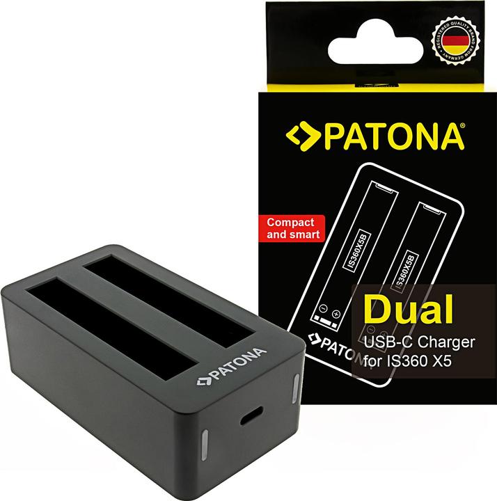 Immagine prodotto Patona Dual Ladegerät für Insta360 X5 CINSBAHA inkl. USB-C Kabel