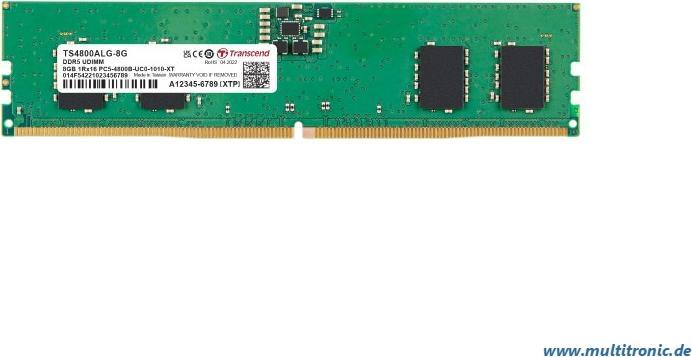 Actual product image Transcend 8GB DDR5 4800 U-DIMM (1 x 8GB, 4800 MHz, DDR5 RAM, DIMM)