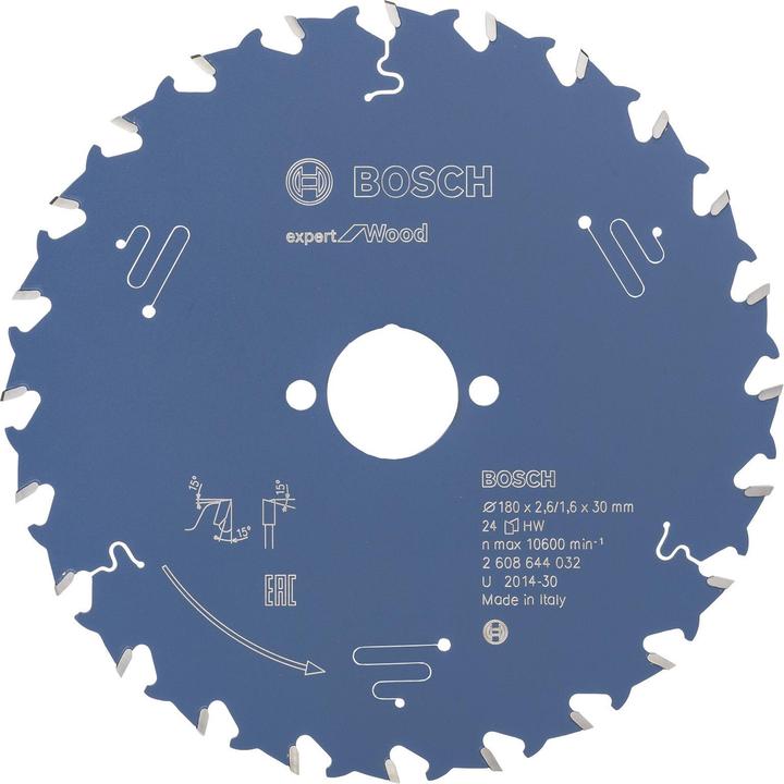 Bosch Professional Zubehör Circular saw blade Expert for Wood, 180 x 30 x 2.6 mm, 24