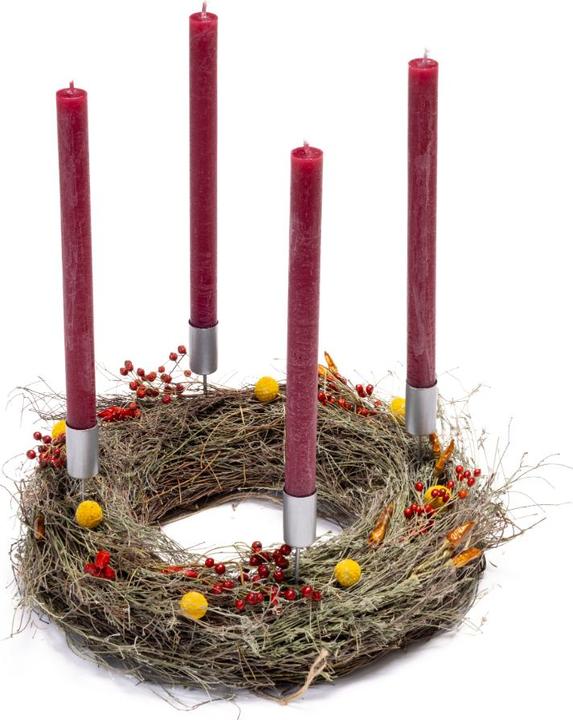 VEG and the City Adventskranz mit Feldthymian - Kerzen Weinrot (30 cm)