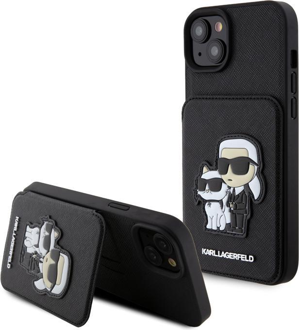 Produktbild Karl Lagerfeld Hülle Saffiano mit Kartenhalter, Schwarz Series (Apple iPhone 15)