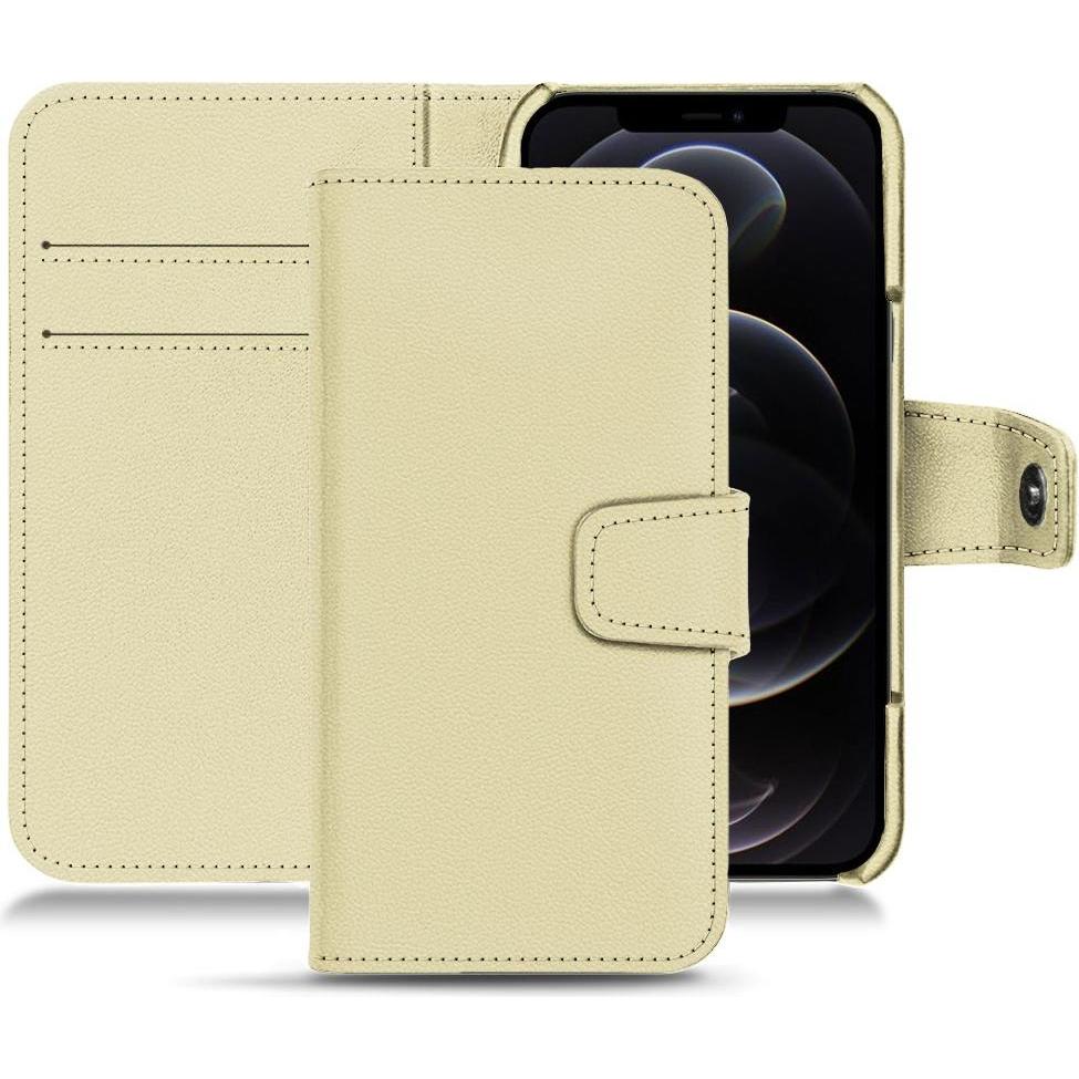 Noreve Lederschutzhülle Wallet (Apple iPhone 12 Pro Max), Smartphone Hülle, Beige
