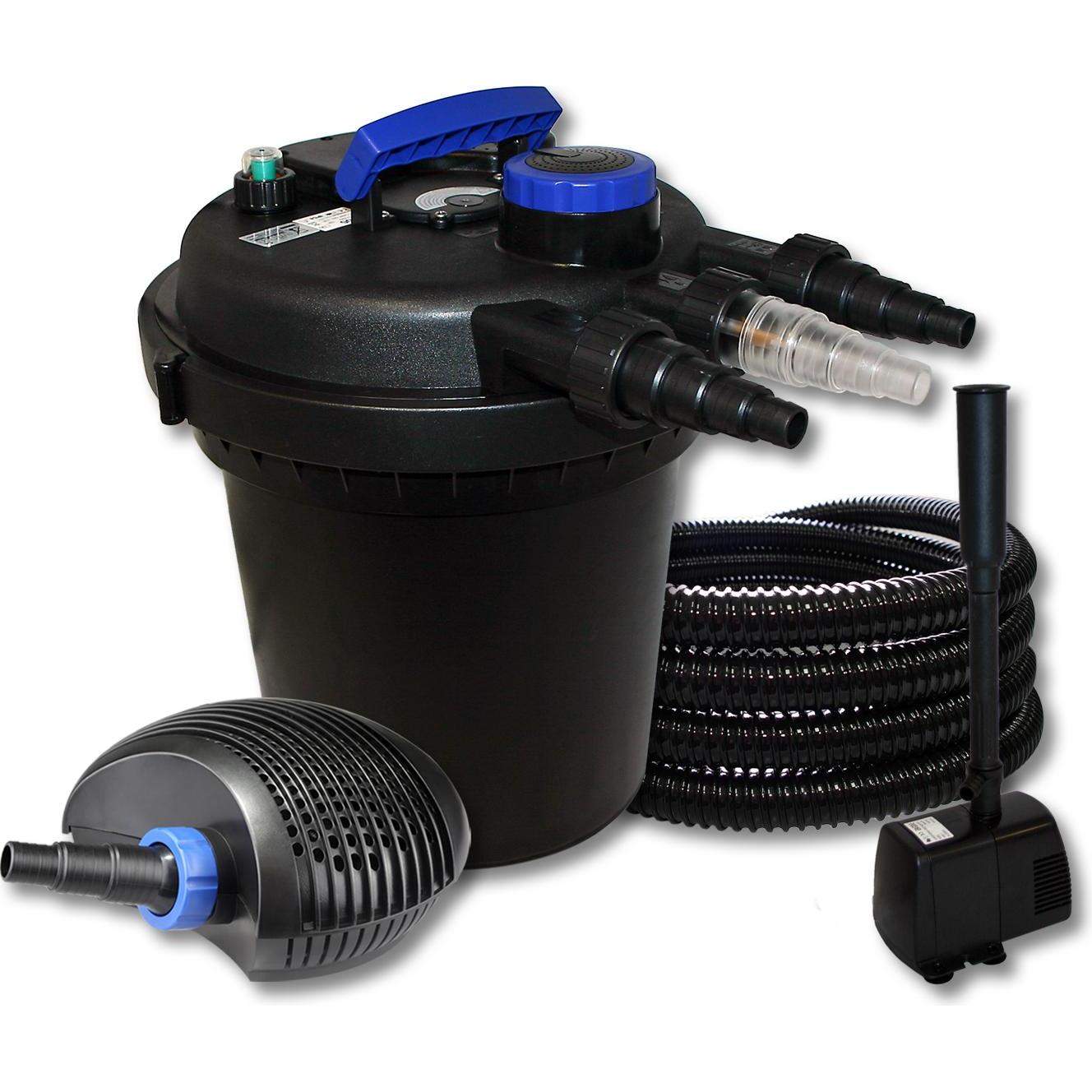 SunSun, Brunnen + Gartenteich, Druckteichfilter Set 6000l 11W UVC,10W ECO Pumpe Schlauch Springbrunnen