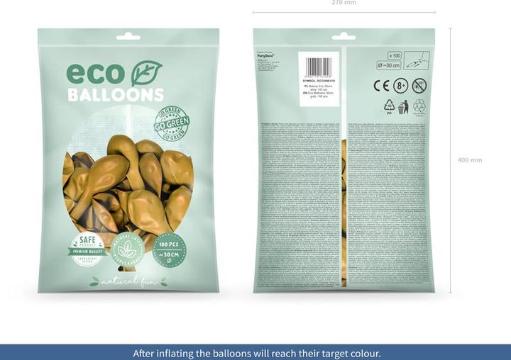 Image du produit Partydeco Eco Balloons 30cm métallique, or (1 pkt / 100 pc.) (100 x)