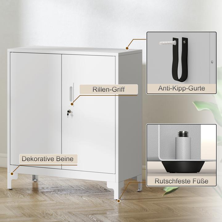 Actual product image Homcom Metallschrank Metall Weiss (80 x 35 x 91 cm)