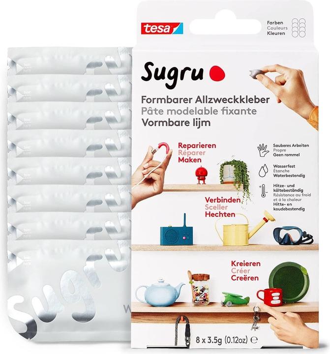 Sugru by tesa Sugru 8x Formbarer Allzweckkleber, vielseitige Klebeknete zum Dekorieren, Kleben & Reparieren (28 g)