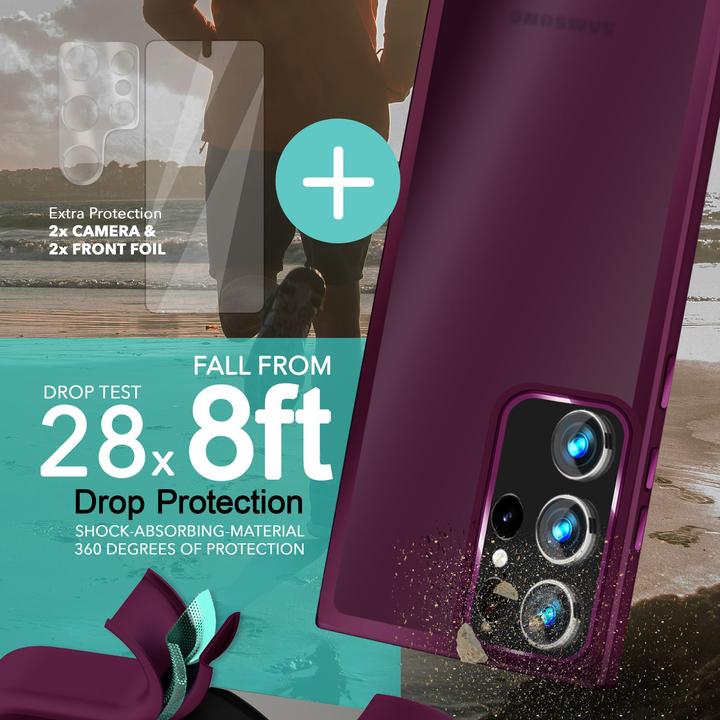 Immagine prodotto Nalia Cover ibrida semitrasparente con 2x vetro di protezione del display e 2x vetro della fotocamera (Samsung Galaxy S23 Ultra)