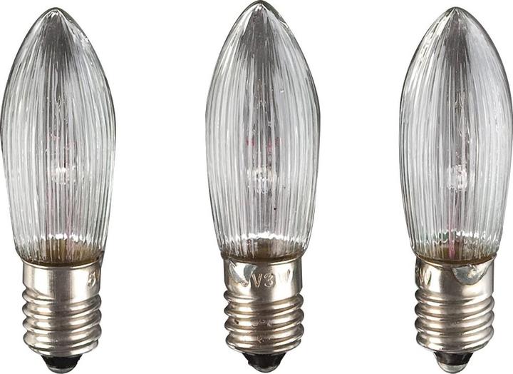 Hellum Riffelkerze für 15/16er Kette 16V/3W innen und aussen klar 3 Stück (E10, 3x)