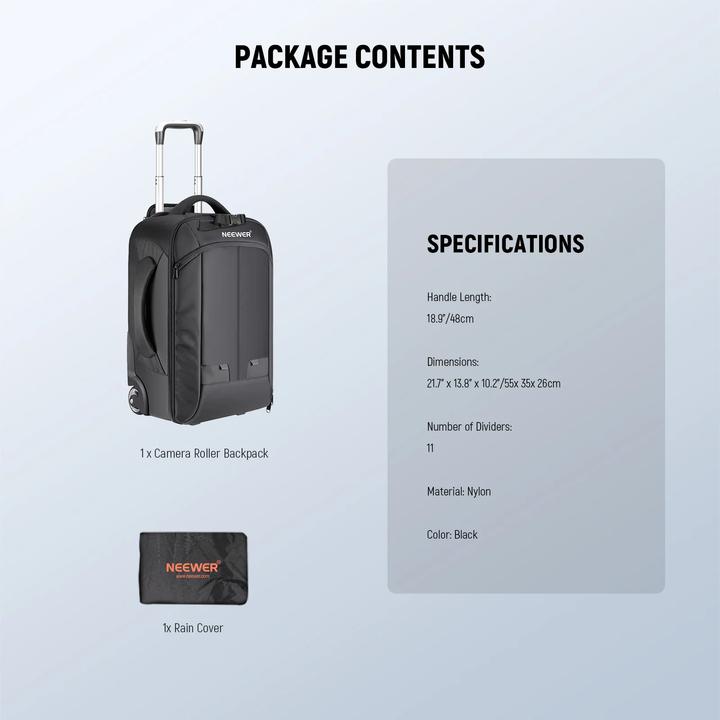 Actual product image Neewer Convertible Rolling Camera Backpack (Nw3300) (Photo backpack)