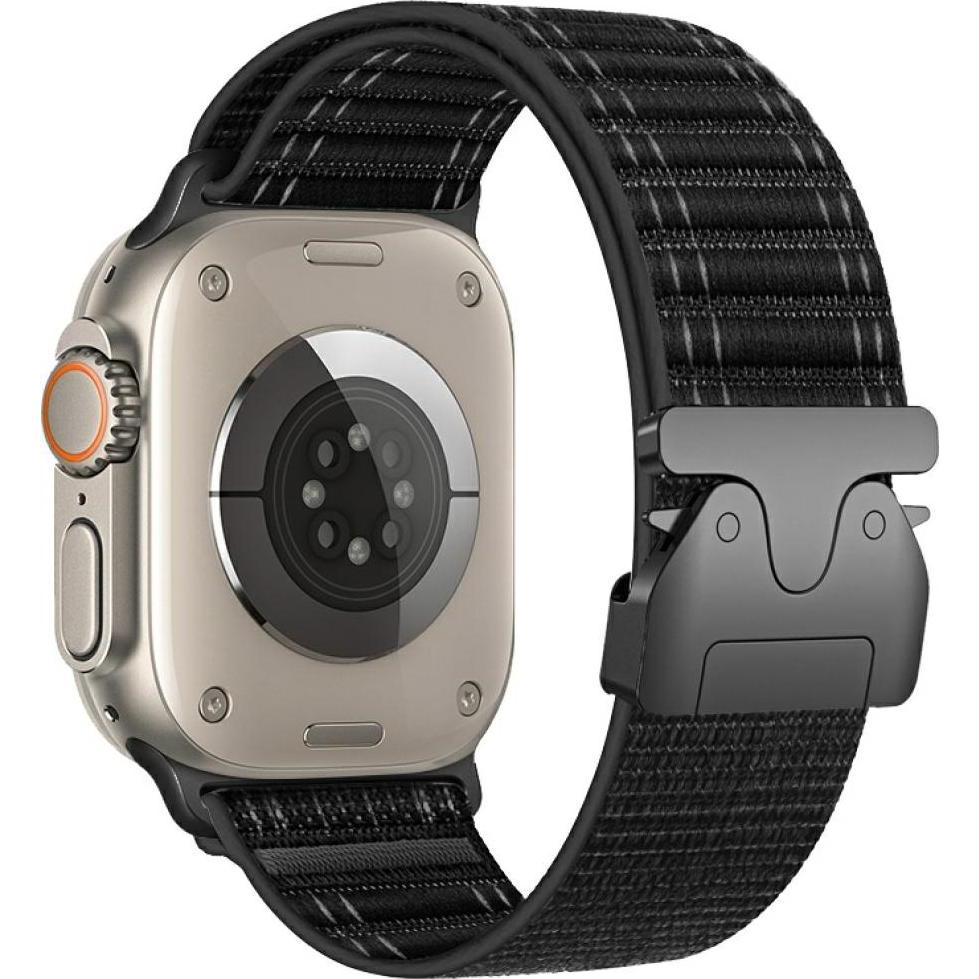 Beline Woven Nylon Diagonal Style Parachute Strap for Apple Watch 38/40/41mm Black (Nylon), Cinturini per orologi, Nero