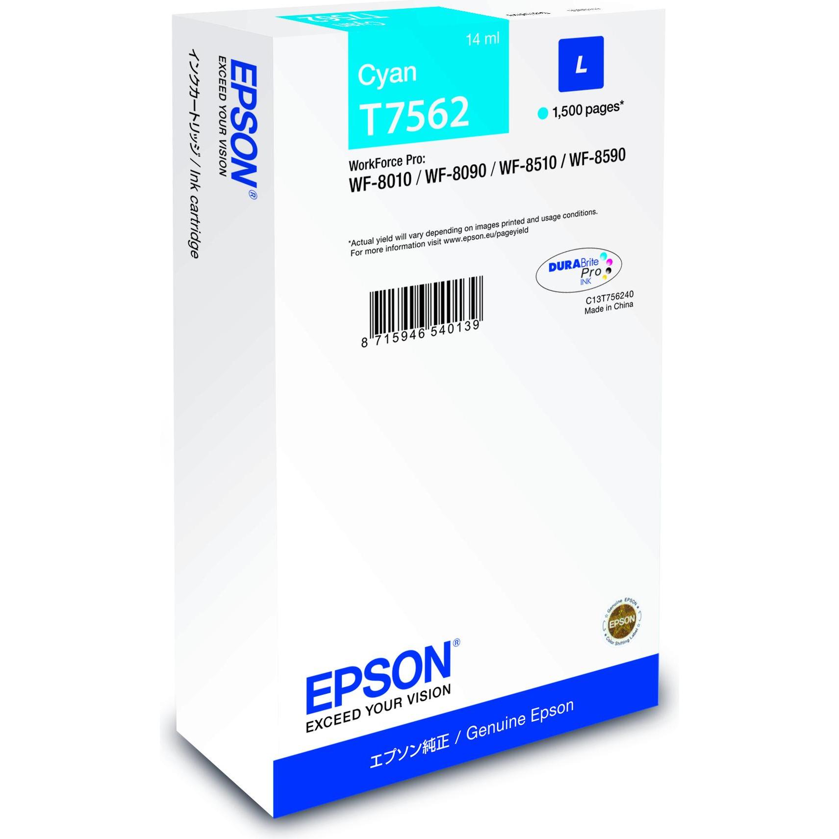 Epson, Druckerpatrone, Ink Cart/T7562 L CY (C)