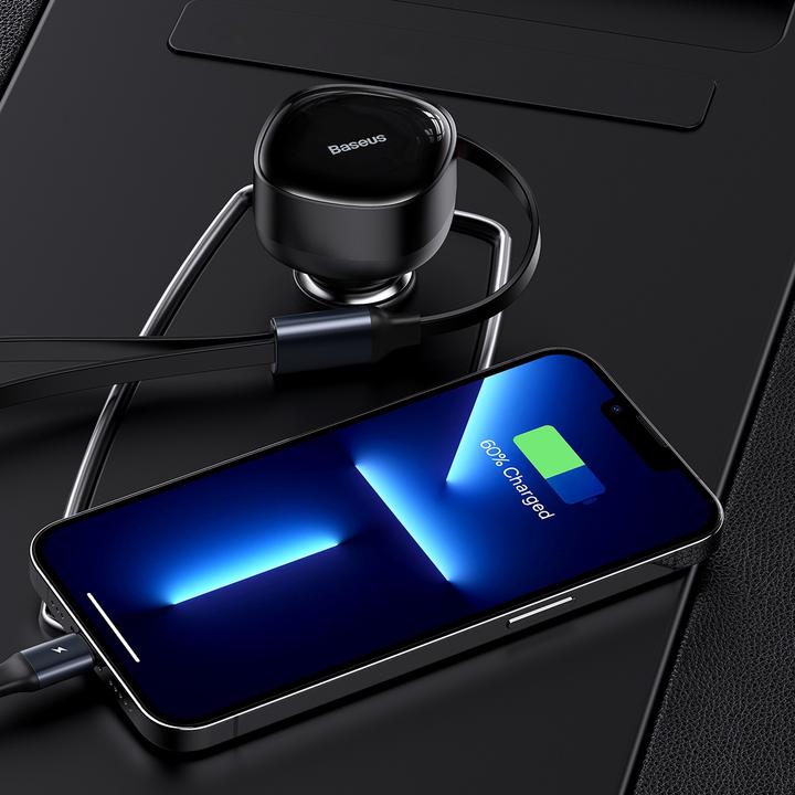 Produktbild Baseus Enjoyment Car Charger with cable USB-C + Lightning 3A, 30W (Black)