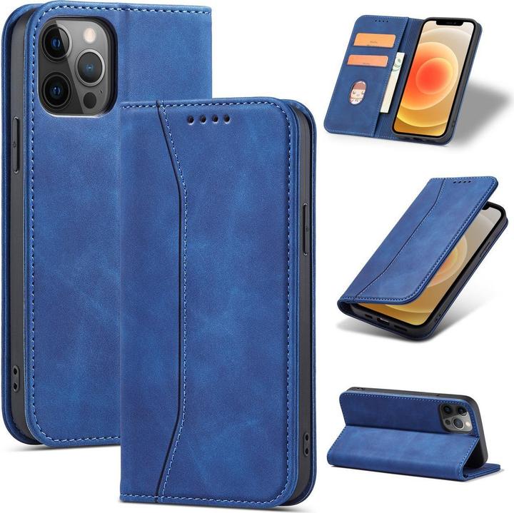Produktbild Hurtel Magnet Fancy Case Hülle für iPhone 12 Pro Max Tasche Kartenetui Kartenständer Blau (Apple iPhone 12 Pro Max)