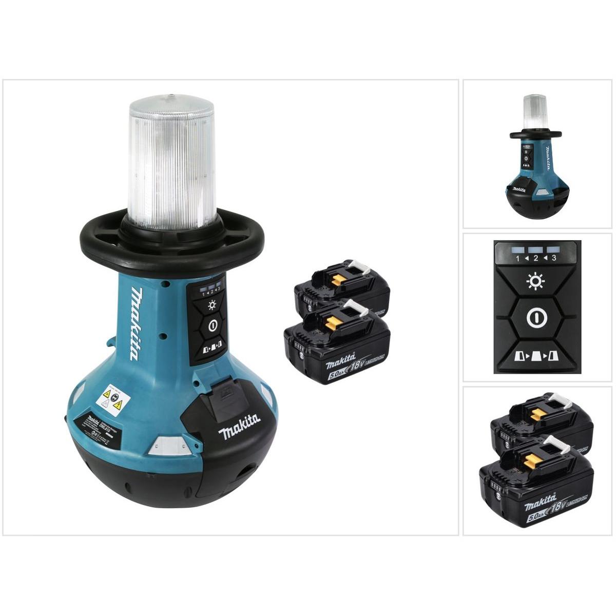 Makita, Illuminazione da lavoro, DML 810 T Batteria LED area light 18 / 36 V ( 2 x 18 V ) 5500 lm IP54 + 2x batteria 5.0 Ah - senza L (5500 lm)