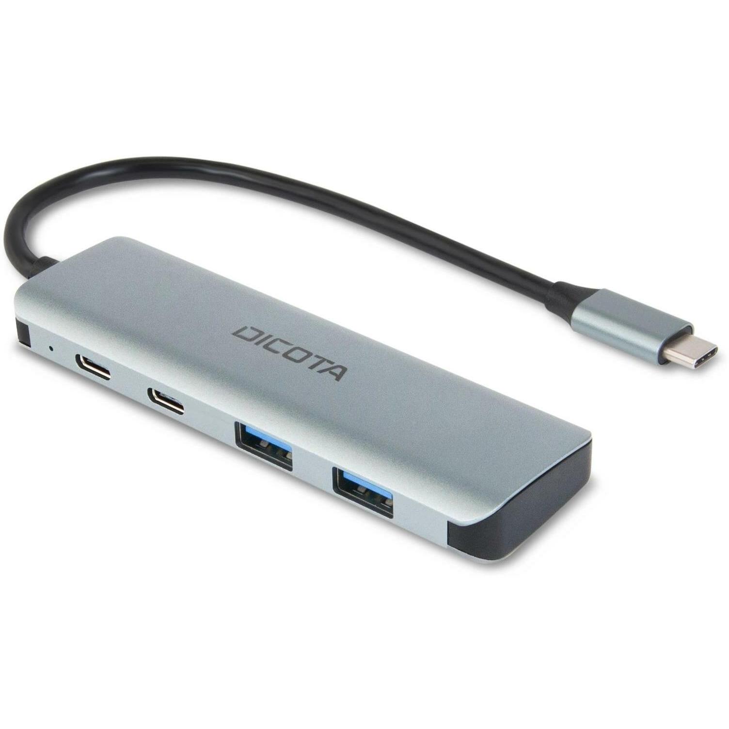 Dicota D32061 (USB-C, 4 Ports), Dockingstation + USB Hub, Silber