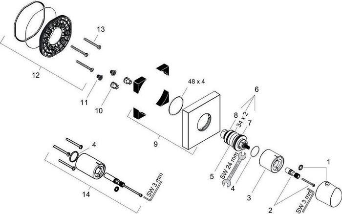 Produktbild Axor Thermostat HIGHFLOW STARCK ORGANIC Unterputz 12x12 chrom