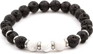 Actual product image Beneto Beaded bracelet made of lava stone and howlite MINK52 - Length: 19 cm (L) (19 cm, Lava stone, Howit)