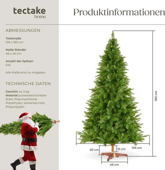 Produktbild tectake Künstlicher Weihnachtsbaum Cupid, Spritzgussnadeln (180 cm)