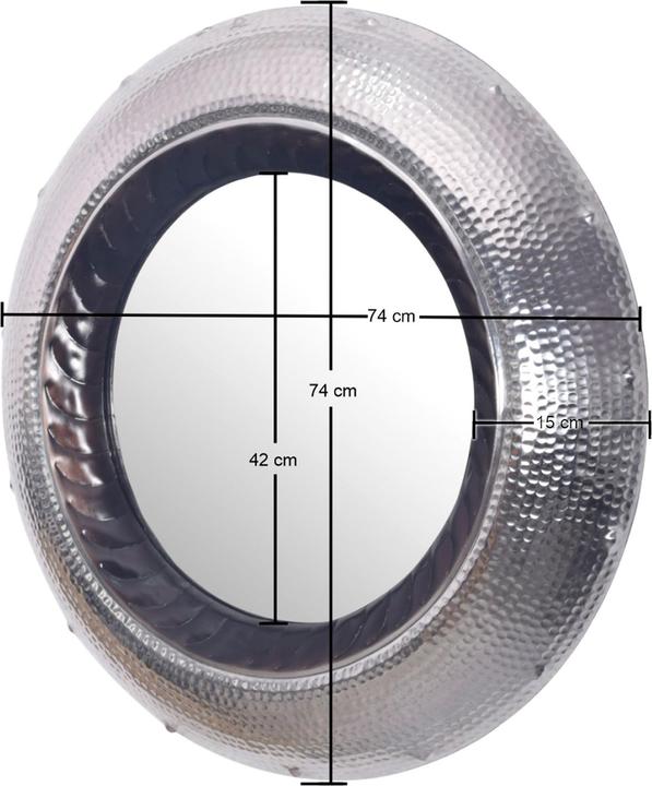 Actual product image FineBuy Wall mirror hallway mirror round metal 74 cm mirror hallway hammered finish (Ø 74 cm)