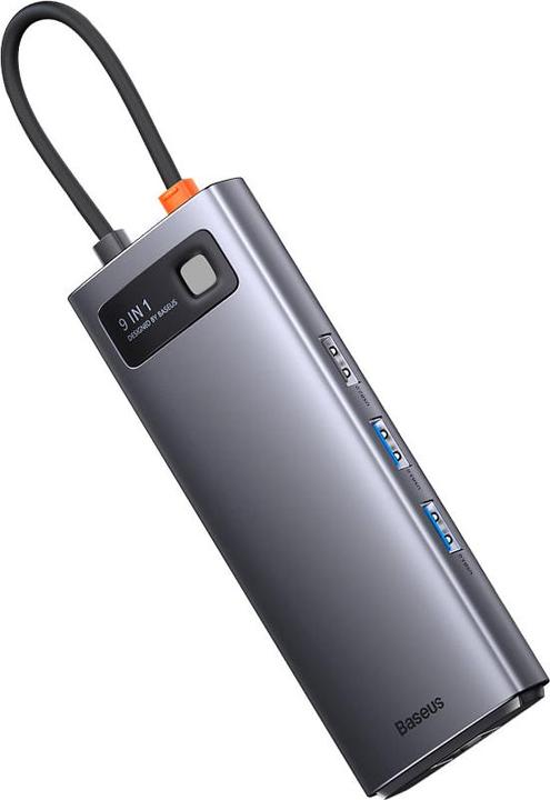 Actual product image Baseus Metal Gleam Series 9-in-1 Multifunctional Type-C HUB Docking Station Gray Type-C to HDMI*2+USB3.0*2 (USB-C, 9 ports)