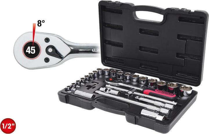 Actual product image KS Tools 1/2" CHROMEplus socket set, 28 parts, Flank Traction