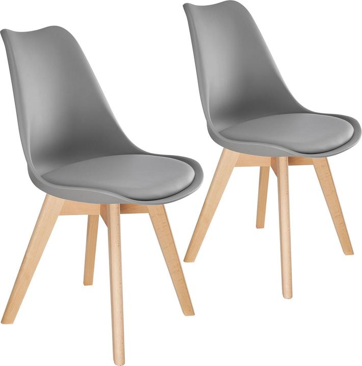 Actual product image tectake Dining Chairs Frederikke - padded, ergonomic shape, wooden legs