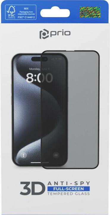 Actual product image prio Blickschutz 3D Panzerglas für iPhone 16 Pro Max schwarz (1 pcs., Apple iPhone 16 Pro Max)