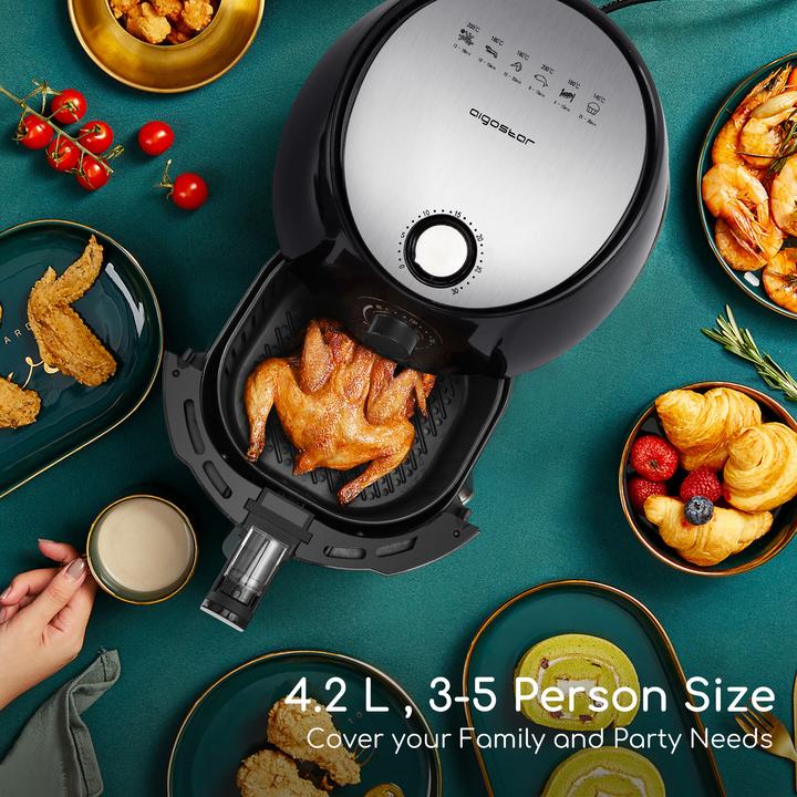 Image du produit Aigostar 1500W 3.5L Air Fryer-Mechanical dual pot Black VDE