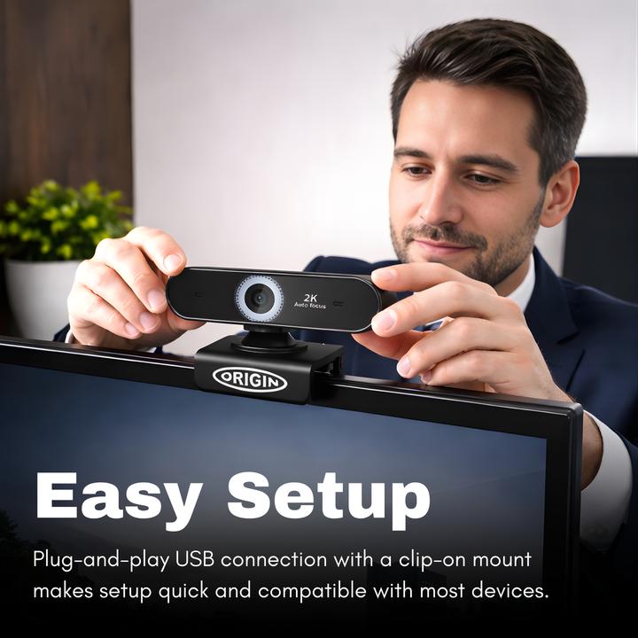 Produktbild Origin Storage USB Webcam 2K Full HD, 5 MP, 2592 x 1944 Pixel, 2K Ultra HD, 60 fps, 10x, USB 2.0 (5 Mpx)