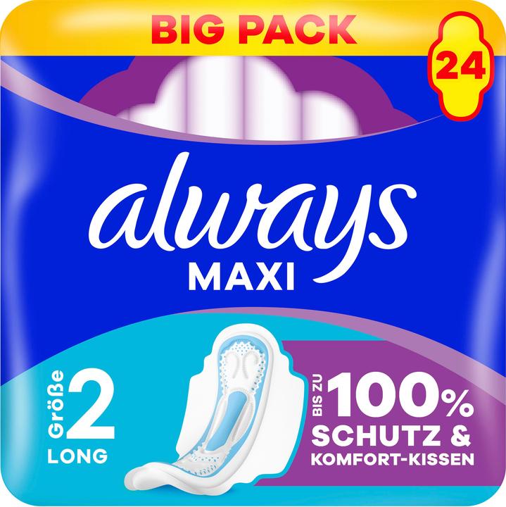 Actual product image Always Maxi Binde Long mit Flügeln BigPack 24 Damenbinde 24 Stück (24x)