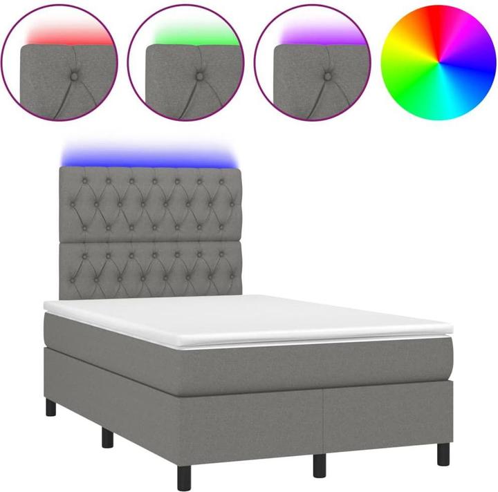 Actual product image VidaXL Bo x springbett mit Matratze & LED 120 x 190 cm Stoff (120 x 190 cm, 120 x 190 cm)