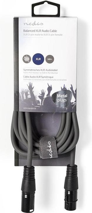 Actual product image Nedis Audio cable XLR compensated, 3-pin, male - XLR (3 m, XLR Cables)
