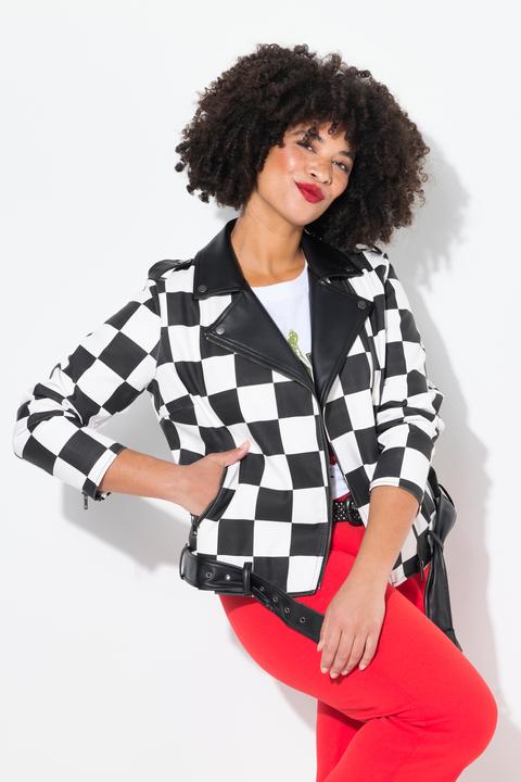 Actual product image Angel of Style Lederoptik-Jacke, Bikerjacke, Schachbrett-Karo (56)