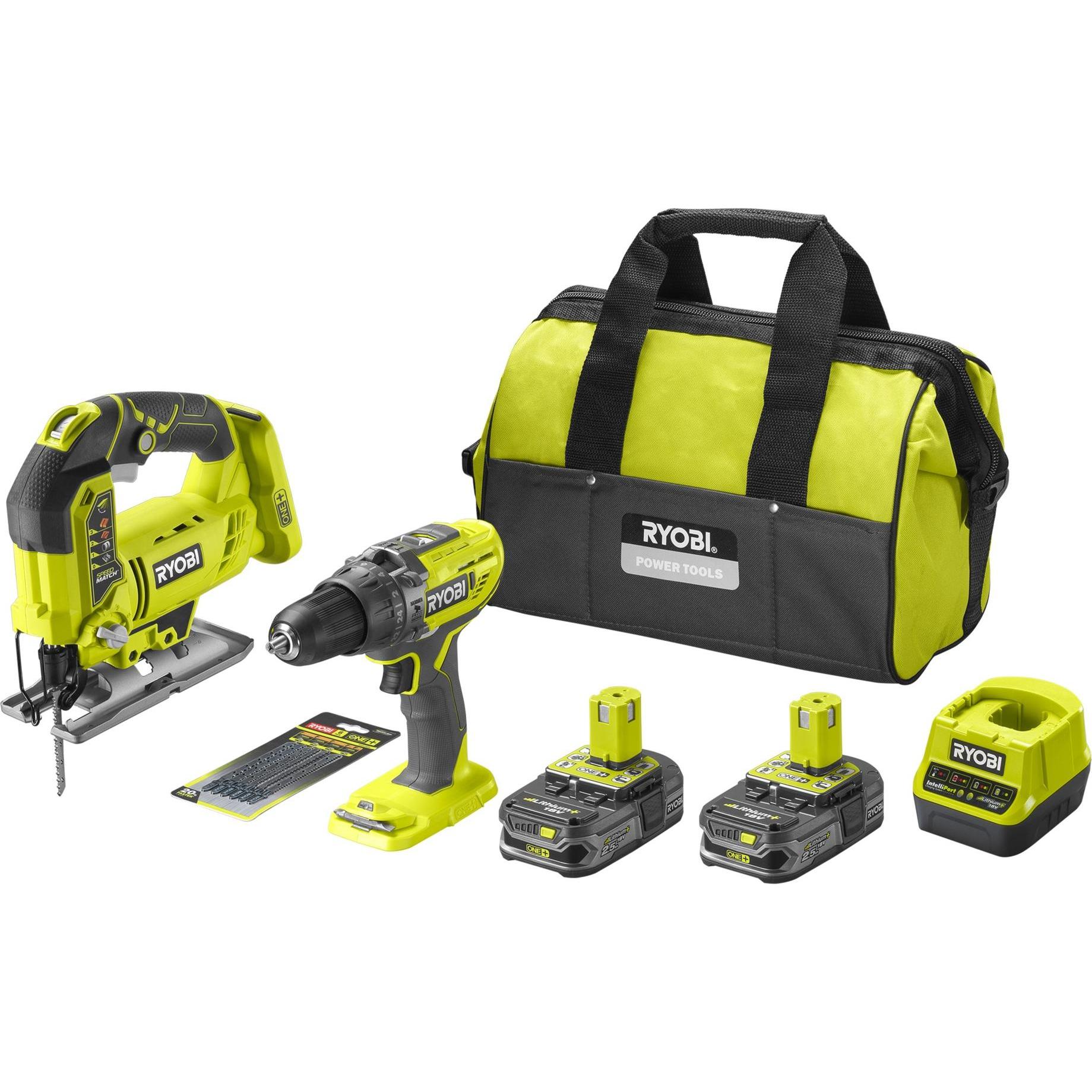 Ryobi, Set di utensili elettrici, 5133005295 RCK182B-225SA6 Kombi-Set 18 Volt 2,5 Ah Li-Ion